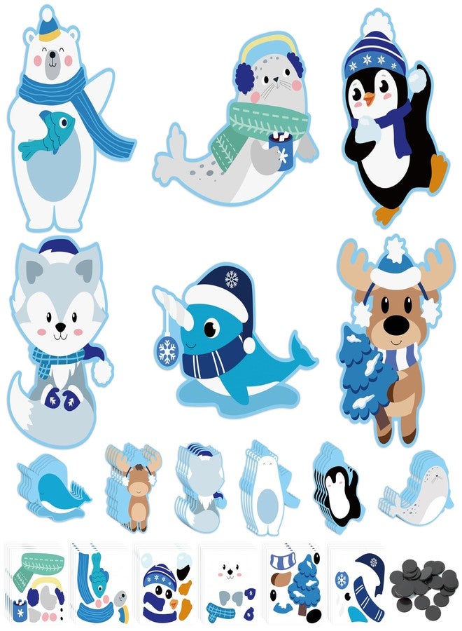 Haooryx DIY Polar Animal Magnet Craft Kit - 30 Set Make Your Own Winter Arctic Animal Sticker Decoration Christmas Paper Craft for Kid School Art Project Refrigerator Bulletin Board Xmas Holiday Decor - Image 1